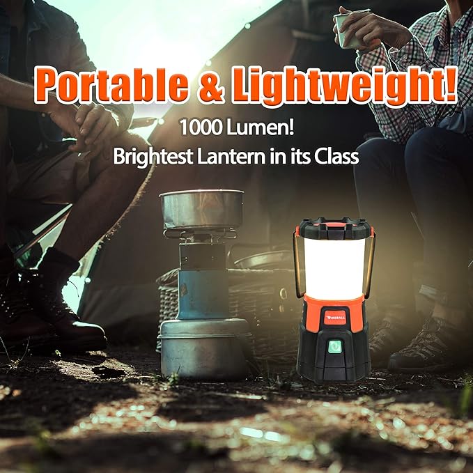 Blazin Fireball LED Camping Lantern - 1000LM Battery Powered Lanterns for Power Outages - Waterproof Light, 4 Modes, 20+ Hour Runtime