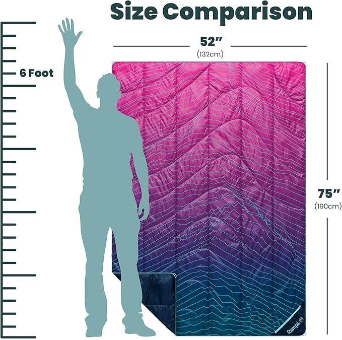 Rumpl Backcountry Puffy Blanket - Packing Comfort Into Uncomfortable Places, 100% Recycled Polyester Insulation, Lightweight, Packable, Water Resistant, 52" x 75", Moraine