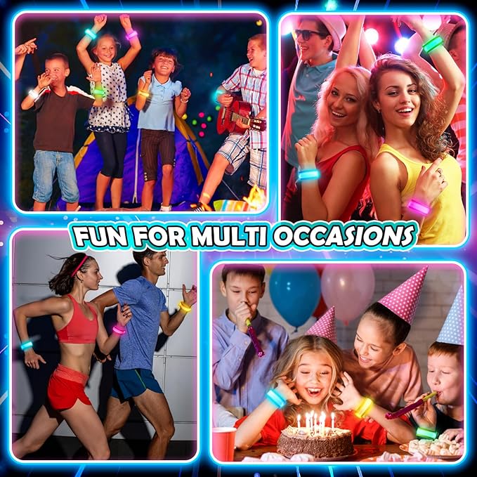14/7 PCS LED Glow Bracelets, LED Light Up Bracelets for Kids Adults, Glow in The Dark Party Favors Supplies for Night Events, Concerts Rave Sports Accessories…