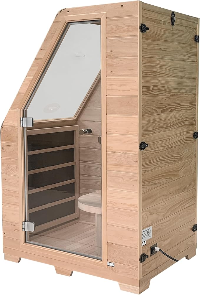 Durasage 1-Person Carbon Infrared Sauna for Home Use – Indoor Hemlock Wood Sauna with 760W Heating Panels, Digital Touchpad, Relaxation Spa, Easy Assembly, Full Body Detox, Stress Relief
