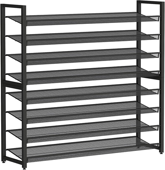 Metal Shoe Rack,Large 8 Tier Shoe Organizer, Heavy Duty Metal 4-Tier Stackable Shoe Storage Vertical Shoe Rack for Closet Front Door,Entrance,Entryway,GarageUp to 50 Pairs,Black