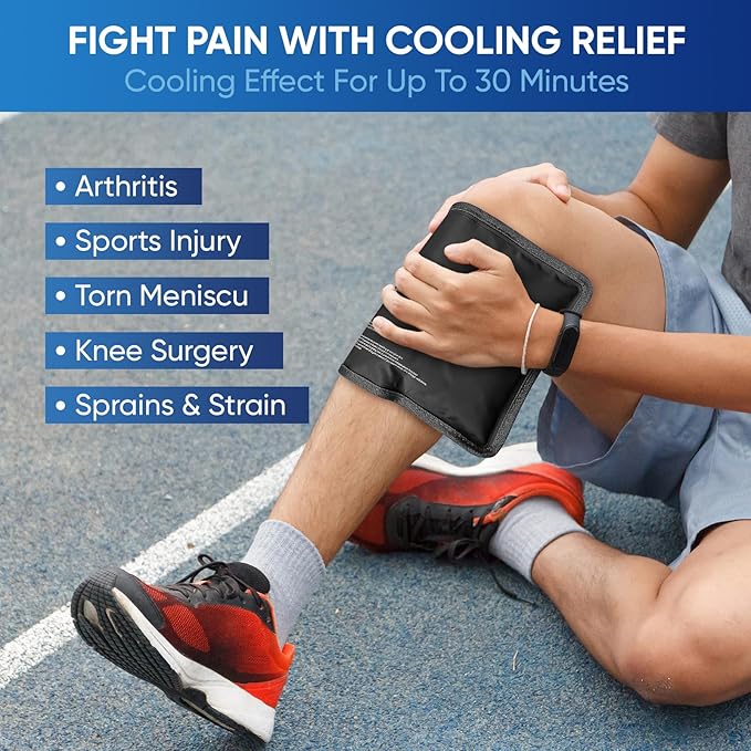 APEXUP Gel Ice Packs for Injuries Reusable, Flexible Double Sided Cold Packs for Injuries, Ice Pack for Knee, Shoulder, Back, Hip, Leg, Arm (Black, S, 2PK)