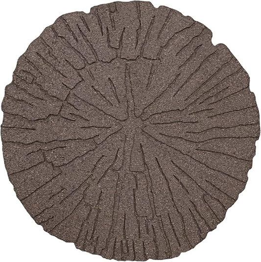 Garden Central 4-Pack 18”x18” Fake Cracked Log Rubber Stepping Stones, Round, Brown – Reversible Non-Slip Outdoor Faux Decorative Set for Landscaping – DIY Decor for Walkways & Yard Pathways
