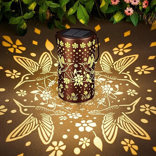 Hummingbird Solar Lanterns Outdoor Waterproof: Gardening Decor Unique Birthday Christmas Gifts for Women Mom Grandma - Hanging Solar Lights with 2 Modes Yard Patio Pathway Porch Decorations - 1 Pack