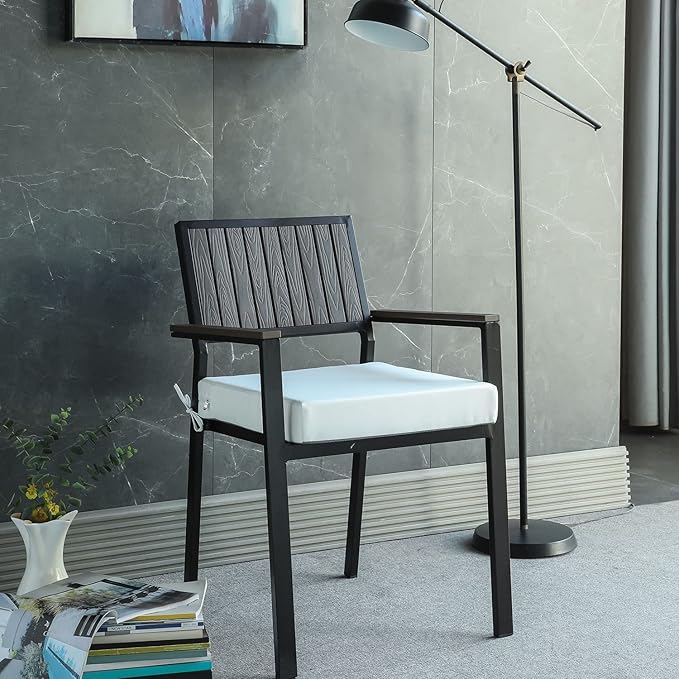 Patio Chair Cushions Set of 2 Non Slip Bottom Chair Pad with Ties Waterproof Square Outdoor Seat Cushion Replacement for Garden Swing Furniture 22x22 Inch, White