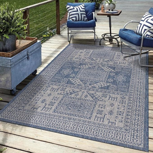 Keen Home Design Terrace Outdoor Area Rug - 8x10 Washable Indoor/Outdoor Rug for Patio, Kitchen, Balcony, Beach, Garden, Deck and Porch, Size: 7'7"x10'