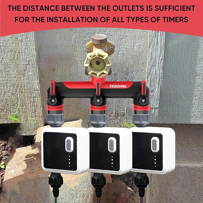 Garden Hose Splitter, 3/4-Inch Hose Manifold, Outdoor Faucet Adapter - Soft TPR Covering - Lightweight Non-Slip Sun-Resistant 3-Way Valve