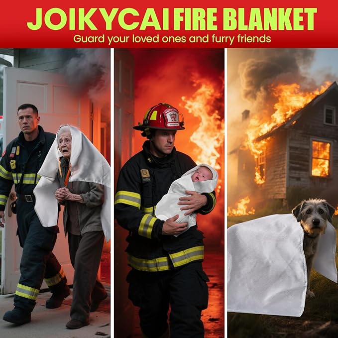 Emergency Fire Blanket Fire Suppression Blanket for Kitchen Fiberglass Fire Blanket Fireproof Blanket Grill Home School Fireplace Car Office Warehouse House Camping Metal Hook Whistle 40"x40" 1 Pack