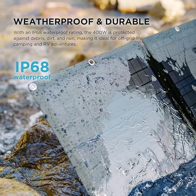 EF ECOFLOW 400W Portable Solar Panel, Foldable & Durable, Complete with an Adjustable Kickstand Case, Waterproof IP68 for Outdoor Adventures