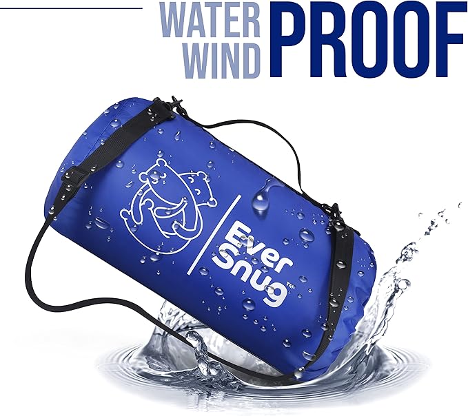 EverSnug Sherpa Waterproof Camping Blanket - Extra Thick and Warm, Large Sherpa Fleece Outdoor Blanket for Camping, Picnics, Beaches, Stadiums, Pets - Washable and Windproof for Cold Weather (Blue)