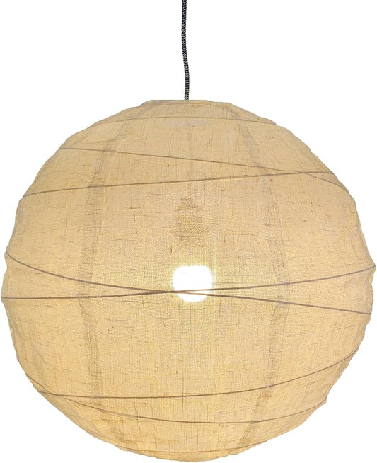 Hytsoeee(19.69Inch) Large Round Linen Fabric Lantern, Beige Foldable Hanging Fabric Lantern Lamp Shade,Handmade Linen Cloth Lanterns Pendant Light Shade for Home, Leisure Places, Ceiling Decor