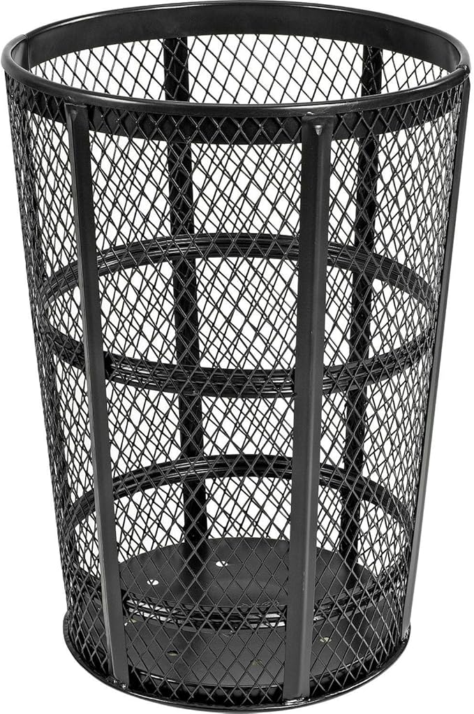 Global Industrial Outdoor Metal Trash Container Black, 48 Gallon