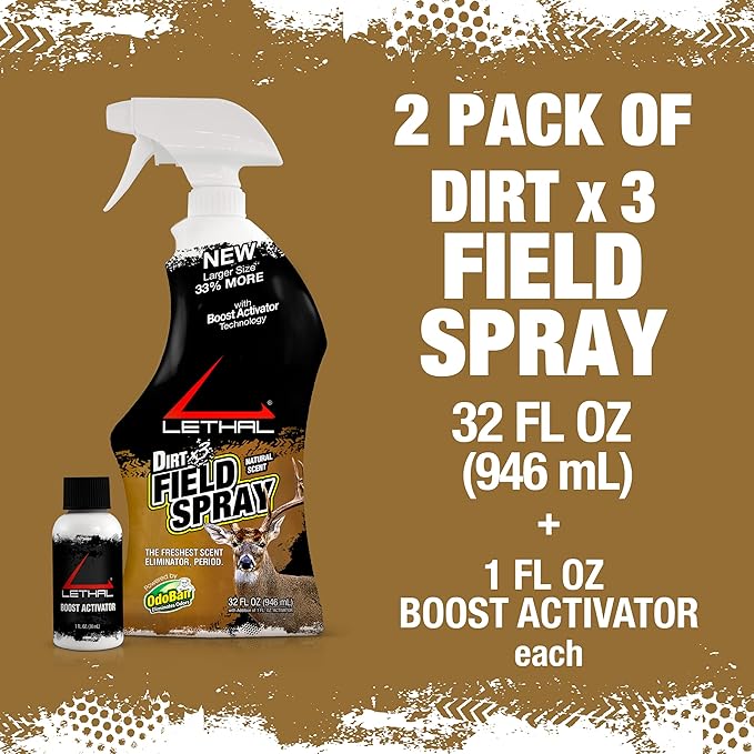 Lethal Original Field Spray with Human Scent Eliminating Agent for Hunting Clothes, Gear, and Equipment, Made in The USA, Unscented, 32 Ounce Spray Bottle