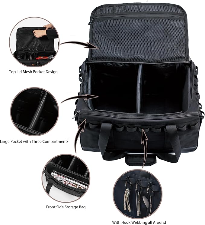 35L Camping Bag,Tactical Duffle Bag with Waterproof Bottom,Shoe Bag for Travel/Outdoor with 3 Adjustable Dividers,Picnic Camping Organizer,Multi-functional Duffel Bag for Camping/Sports/GYM