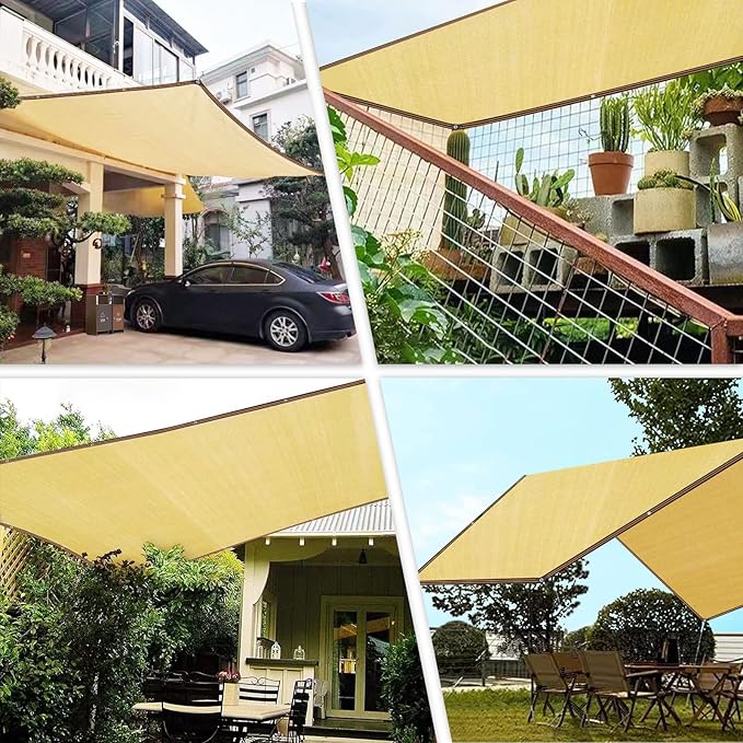 Shade Cloth - Pergola Sun Shade 90% Outdoor Shade Fabric with Grommets for Pergola Cover Patio Gazebo Deck Garden Porch Wheat(10x20FT)