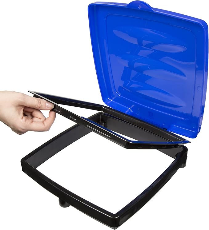 Wakeman Portable Trash Bag Holder - Collapsible Garbage Bin for Parties and Camping - 13-Gallon Plastic Can for Indoor and Outdoor Use (Blue/Black)