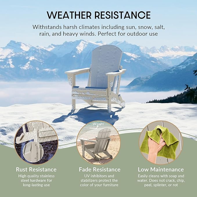 WestinTrends Malibu 2 Piece Set Outdoor Folding Poly Adirondack Chair, Sand