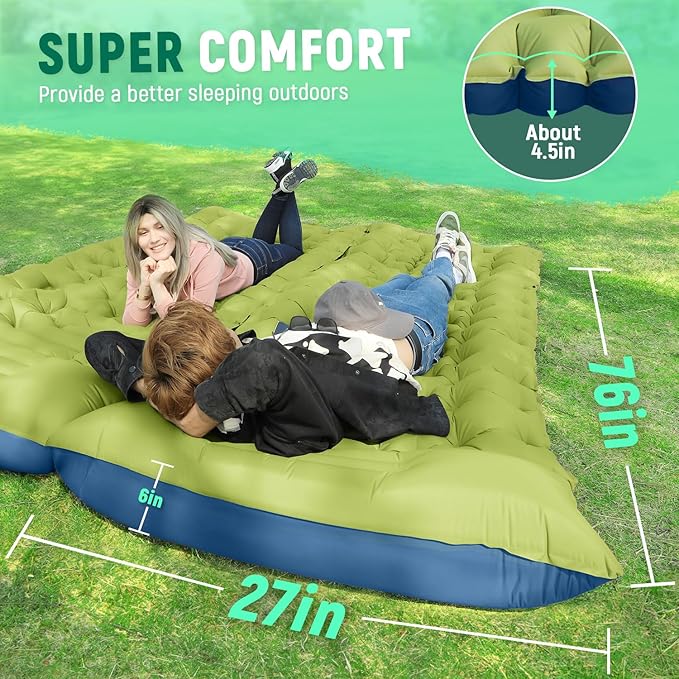 Camping Sleeping Pad, Ultralight Camping Mat with Built-in Foot Pump, Comfortable Sleeping Mat for Backpacking, Car Traveling,Tent,and Hiking