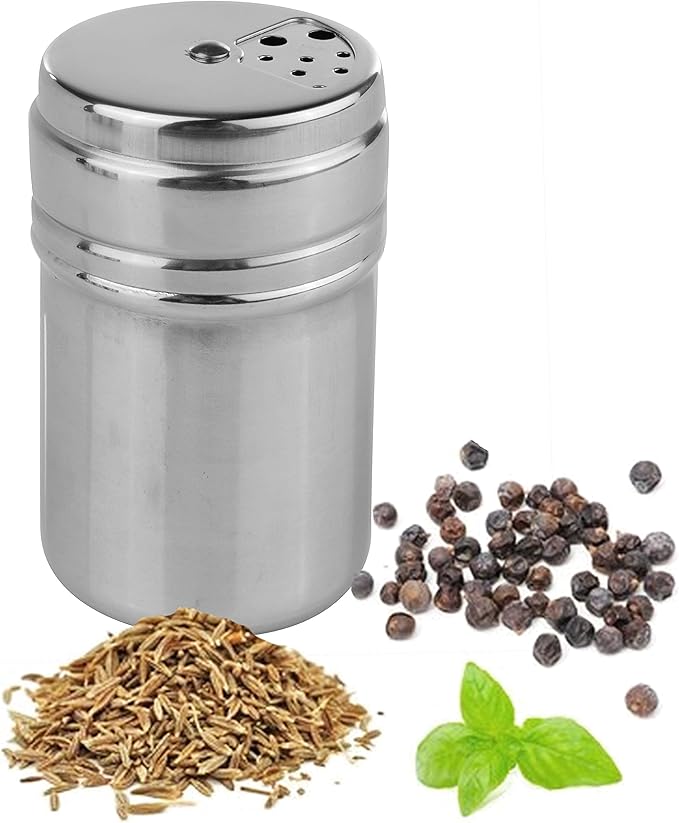 Wealers 6 Piece Stainless Steel Spice Shaker Jars Salt and Pepper Holder BBQ Spice Herbs 3 Size Cover with Bag for East Travel, Great for Home or Outdoor Use,