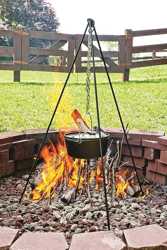 Cuisiland Camping Tripod Campfire Cooking Dutch Oven Tripod Adjustable Grill Tripod for Outdoor Campfire Cooking Camping, Picnic