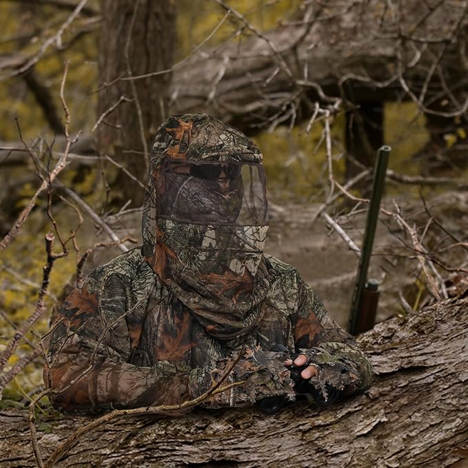 Mosquito Net Suit Camo Hunting Mesh Suit Bug Net Clothing with Hood for Outdoor Protection No-See-Ums Garden Camping