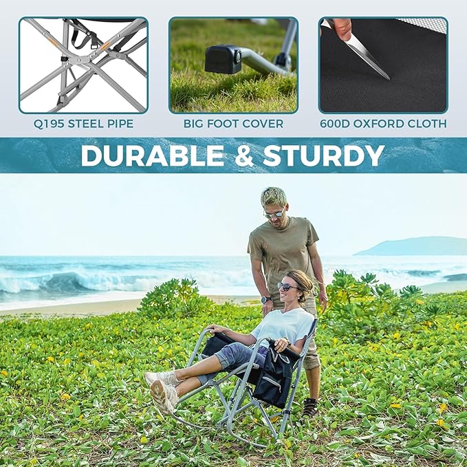 FUNDANGO Camping Director Chair for Adults, Foldable Portable Chair Outdoor Folding for Outside, Backyard, Patio, Lawn, Garden