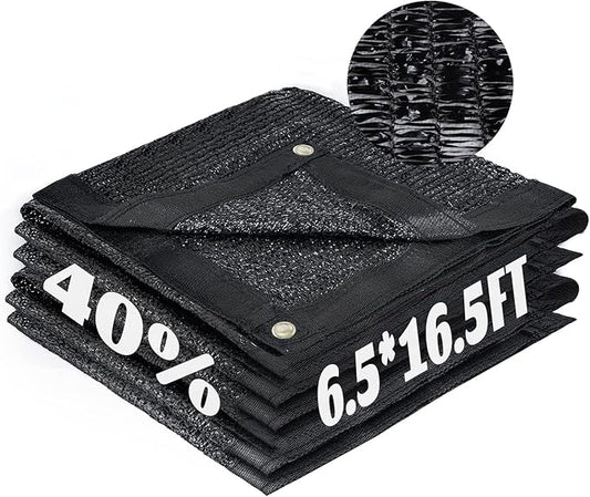Cool Area 40% Sun Shade Cloth Mesh Tarp with Grommets for Plant Cover 6.5x16.5ft Patio Canopy Garden Pergola Blackhouse Car Barn Kennel Black