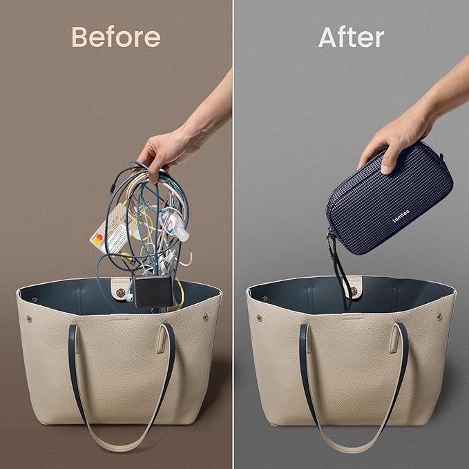 tomtoc Electronics Organizer Travel Case Performance, Water Resistant Bag Cable Tech Pouch Accessories, Carry Storage for Cord, Phone, Cables, Airpods, USB Flash Drive, Daily Items