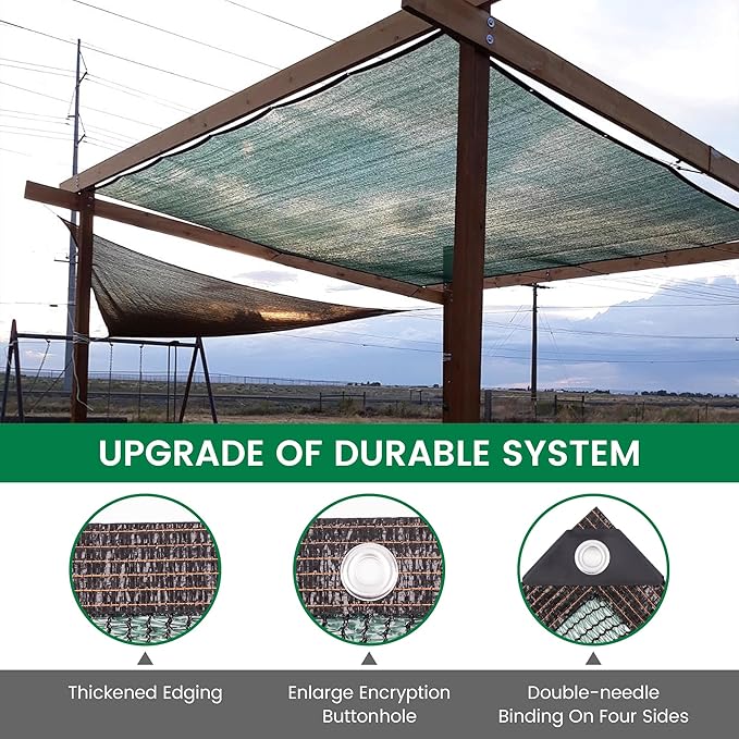 40% 10 X 10 FT Green Shade Cloth, Outdoor Woven Sun Shade with Grommets, Durable Breathable Netting Shading Antifreezing for Patio, Garden, DIY Home, Plants Cover, Greenhouse, Dog Kennel