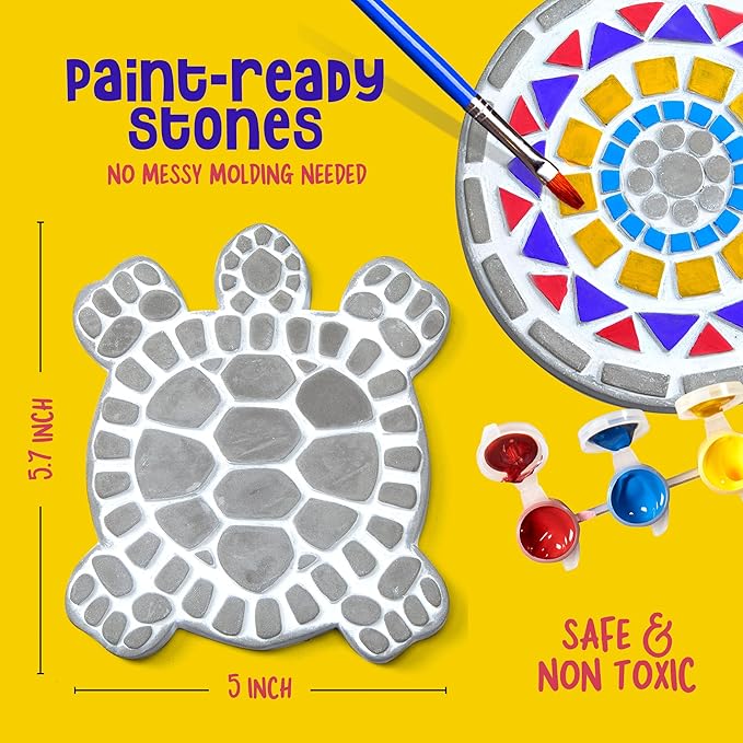 Dan&Darci Stepping Stones Painting Kit for Kids - Outdoor Crafts - Paint 5 Garden Stone - Unicorn Craft Kits for Boys, Girls Ages 6-12 - Gifts for Boy, Girl Age 6, 7, 8, 9, 10 + Year Old - Summer Gift