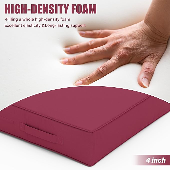 Patio Chair Cushions 18.5 X 16 X 4 Inch Waterproof Outdoor Seat Cushions for Patio Furniture, Outdoor Sofa Couch Pads with Ties & Handle, Set of 2, Fuchsiared