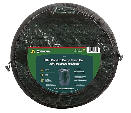 Coghlan's Mini Pop-Up Lightweight Trash Can – Collapsible Waste Bin for Camping, Hiking, Travel, and Outdoor Use – Portable, Durable, and Easy to Store – 14 Gallon