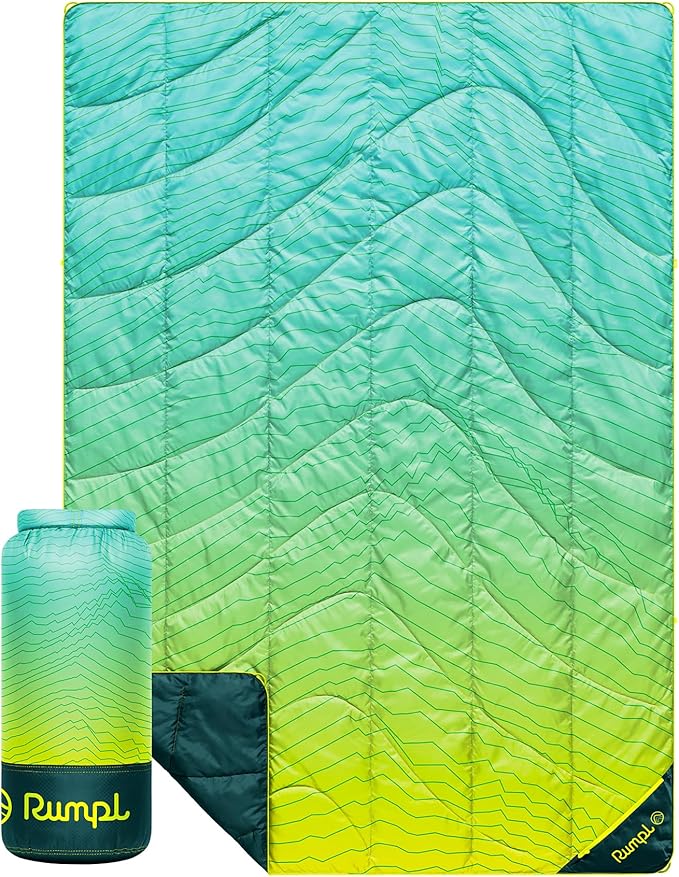 Rumpl Backcountry Puffy Blanket - Packing Comfort Into Uncomfortable Places, 100% Recycled Polyester Insulation, Lightweight, Packable, Water Resistant, 52" x 75", Ridge Lines