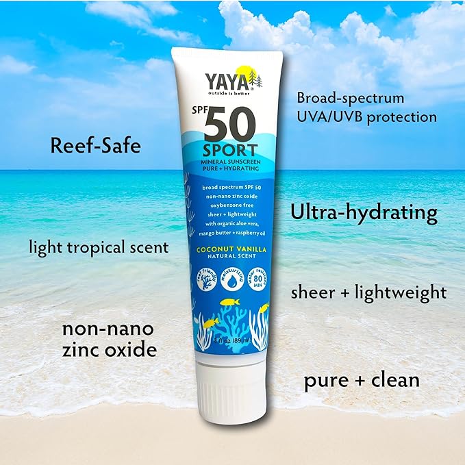 Sport Sun + Bug Protection Bundle by YAYA Organics | Reef-friendly SPF 50 Mineral Sunscreen Lotion and Deet-free Squito Ban Natural Mosquito Repellent | 3 oz / 4 oz