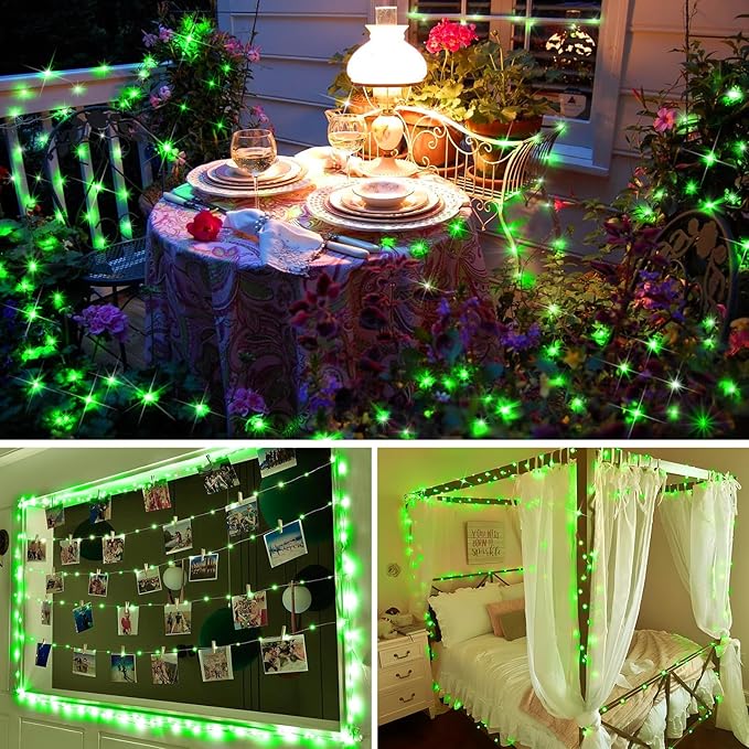 KNONEW 203FT Outdoor Christmas Fairy Lights Plug in,600 LED String Lights Outdoor Waterproof 8 Modes Memory Times for Wedding Bedroom Walls Garden Trees Decoration(Green)