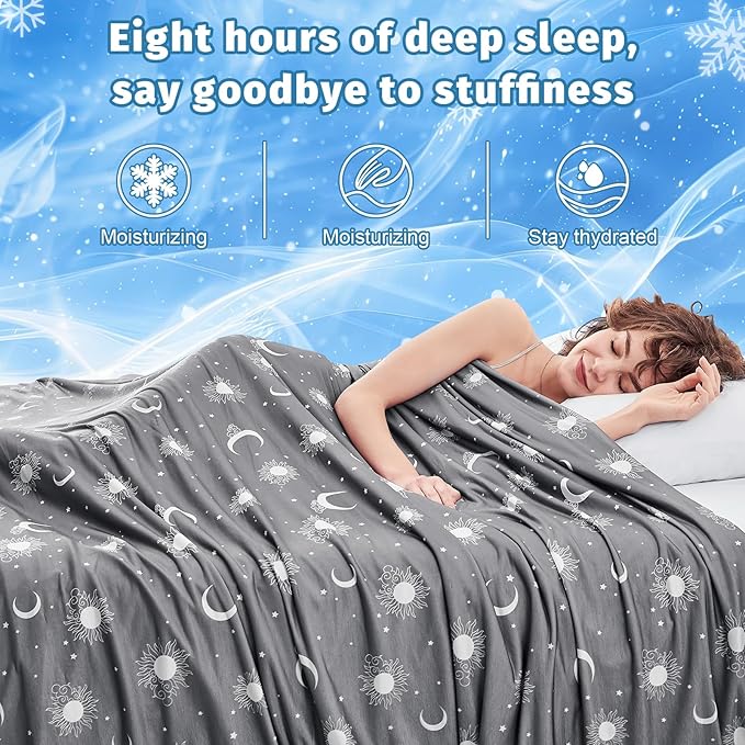 inhand Cooling Blanket Queen Size (90"x90") - Cooled Blankets for Hot Sleepers Lightweight Breathable Summer Blanket for Sleeping Night Sweats to Keep Cool in The Heat -Dark Grey-Sky