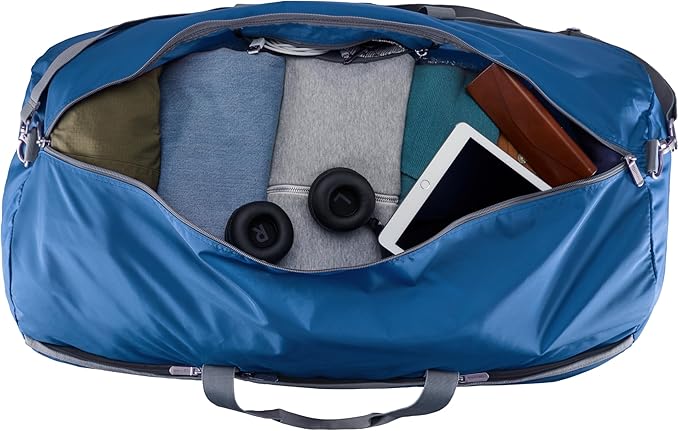 Amazon Basics 32" Extra Large Foldable Duffle Bag for Travel & Storage, with Exterior/Interior Zippered Pockets, Lightweight/Durable Nylon Material, 50-LBS Capacity, 9254 Cubic Inch (150L), Navy Blue