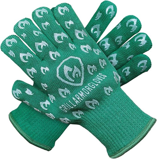 Glow in The Dark BBQ Gloves 932°F Extreme Heat & Cut Resistant Oven Mitts with Fingers – Cooking, Grilling, Baking – Accessory for Smoker, Cast Iron, Fire Pit, Camping, Fireplace