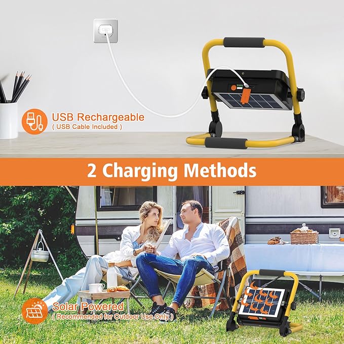 ERAY Rechargeable Work Light with Remote Control and Stand,15000mAh Battery 10000LM Worklight, Portable Solar Camping Lights, IP66 4 Lighting Modes Work Lights for Outdoor Emergency Car Repairing