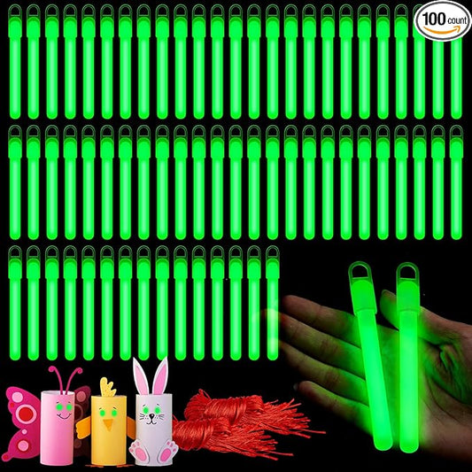 Lewtemi 4" or 6" 100 Pack Bright Glow Sticks Bulk, Glow in The Dark Party Supplies Birthday and Holidays Party Favors