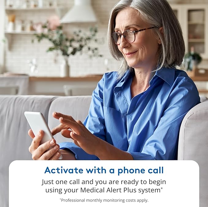 ADT Medical Alert Plus - in-Home Medical Alert System for Seniors - Cellular 4G Coverage, 600ft Pendant Range, Home Temperature Monitoring, 24/7 U.S. Based Monitoring (White Wristband)