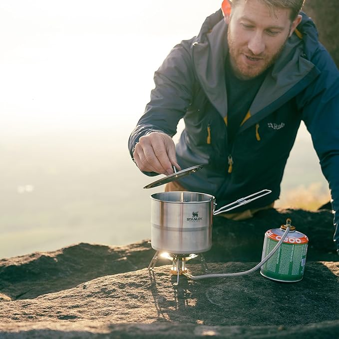 Stanley Wildfare Go Two Bowl Mess Kit | 8pc Portable Pot & Cookware Set | 1.25qt Stainless Steel Pot w/Locking Handle, Lid, 2 Bowls & Sporks