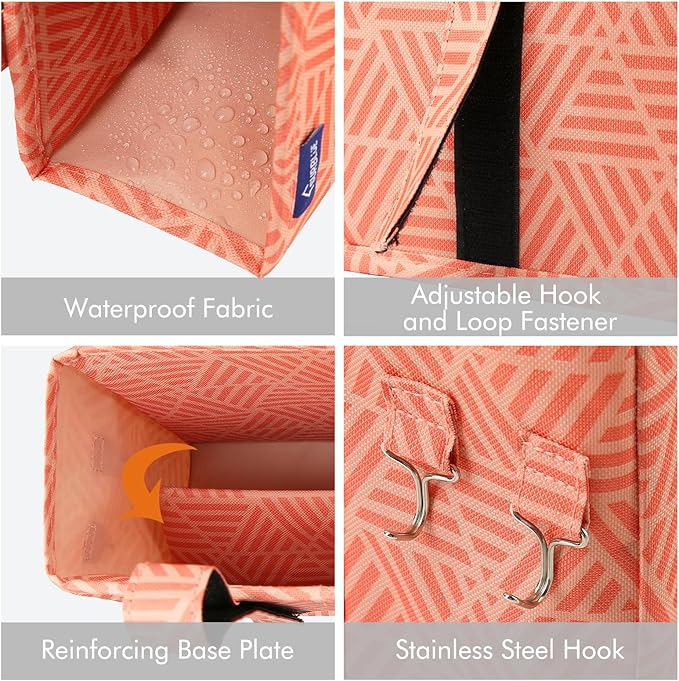 Surblue Bedside Caddy Hanging Bed Organizer Storage Bag Pocket for Bunk and Hospital Beds, College Dorm Rooms Baby Bed Rails,Camp Chiars，Wheelchair Side Bag，4 Pockets and 2 Hooks (Orange Plaid)