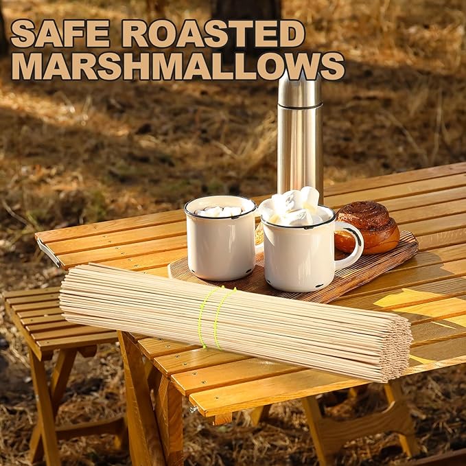 Suclain 500 Pcs Marshmallow Roasting Sticks 30" Long 5mm Thick, Smores Sticks Bamboo Skewers BBQ Kabob Grilling Barbecue Roasting Camping for Outdoor Fire Pits Campfires