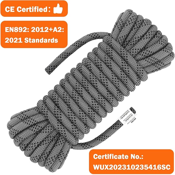AOLEBA 10.5 mm Static Climbing Rope 10M(32ft) 20M(64ft) 30M(96ft) 50M(160ft) 70M(230ft) Outdoor Rock Climbing Rope, Escape Rope Ice Climbing Equipment Fire Rescue Parachute Rope