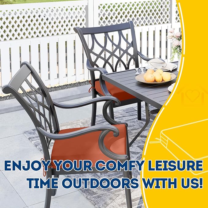 AAAAAcessories Outdoor Seat Cushions for Chairs, Waterproof, Fade-Resistant Patio Furniture Replacement Cushions, 18" x 18" x 2", Set of 2, Rust