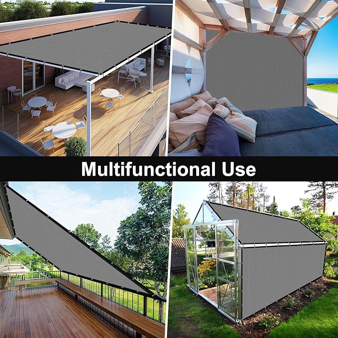 Artpuch 90% Sun Shade Cloth, 10 x 20 FT Pergola Shade Cover Canopy with Grommets, Sun Screen Fabric Tarp for Patio, Outdoor, Garden, Backyard, Light Grey