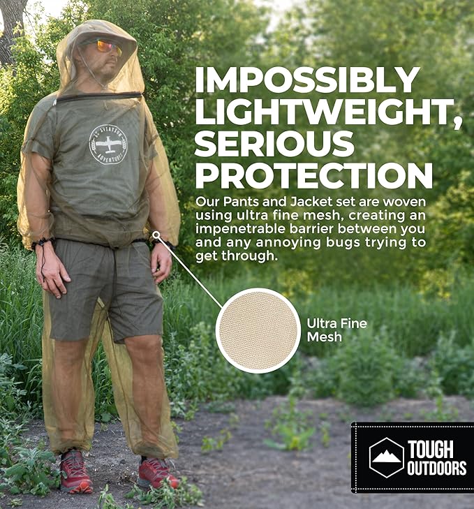 Tough Outfitters Mosquito Suit Jacket & Pants - Mosquito Repellent Clothing for Men & Women - Insect, Bug Proof Net Mesh Suit for Gardening & Outdoor - from Flies, Tick, Gnats - Med