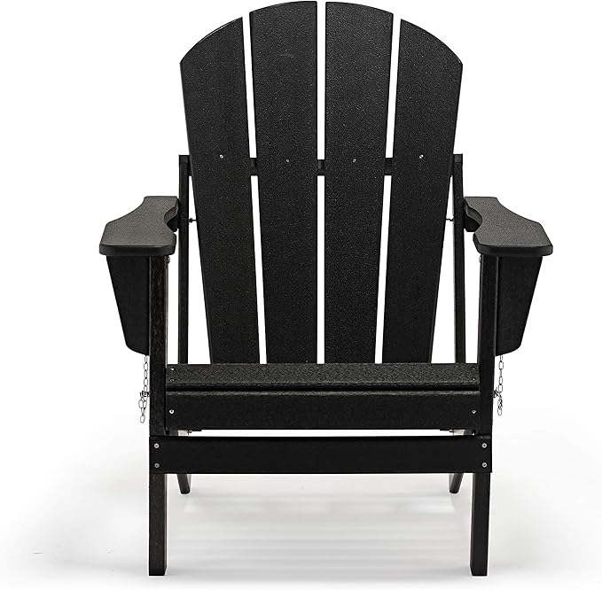 WestinTrends Malibu HDPE Outdoor Patio Folding Poly Adirondack Chair, Black