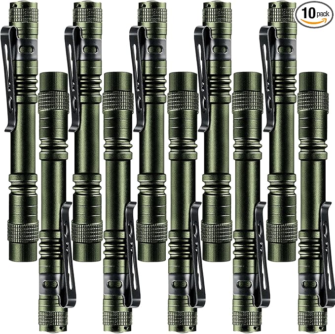 Beieverluck 10 Pack Small Mini LED Flashlight Pocket Flashlight Pen Light Flashlight Tactical Flashlight with Clip Flashlights for Camping Outdoor Emergency Inspection Fathers Gifts for Dad Husband